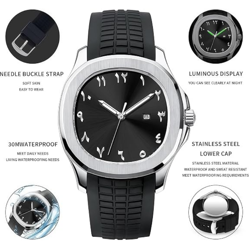 Velmont Watches Men's Numeral Dial Black Silicone Watch