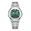 Velmont Watches Men's Silver Case Green Dial Bracelet Watch