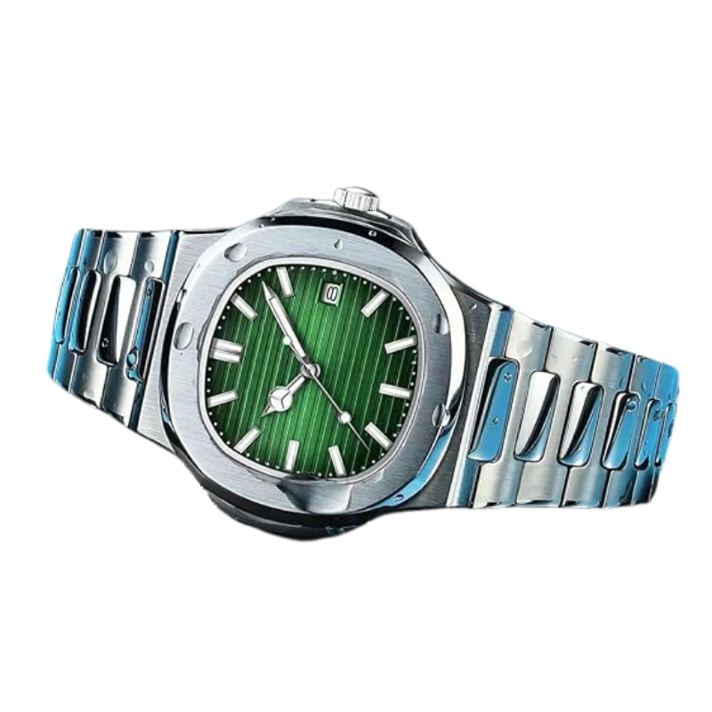 Velmont Watches Men's Silver Case Green Dial Bracelet Watch
