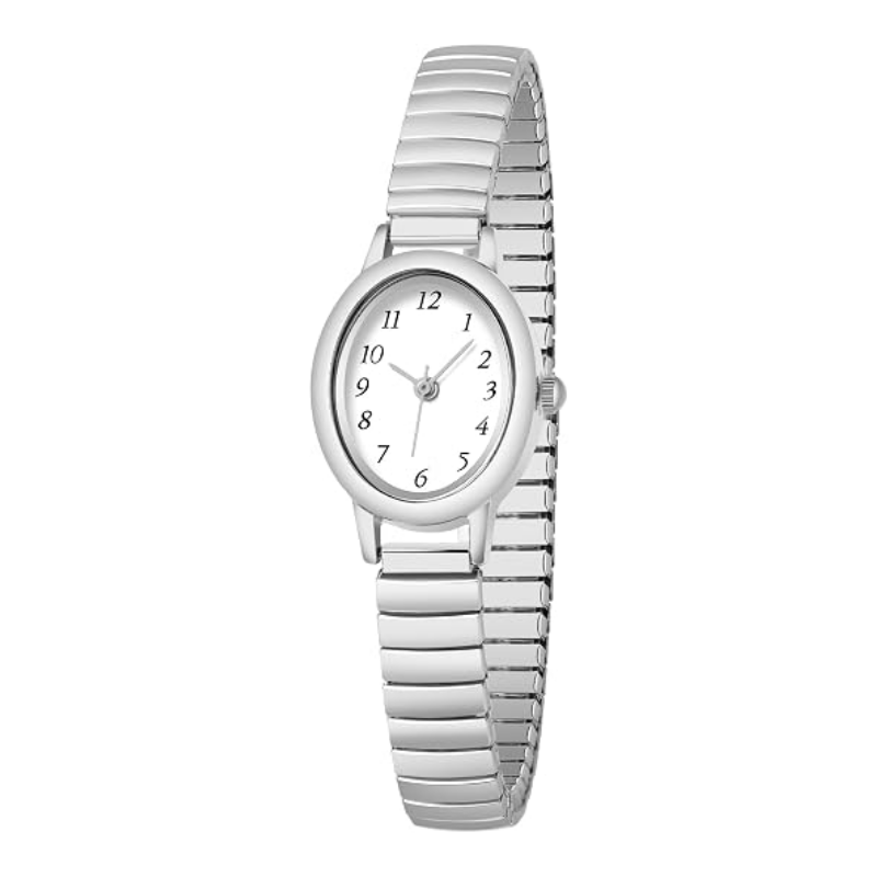 Velmont Watches Women's Oval Case Silver Expansion Band Watch