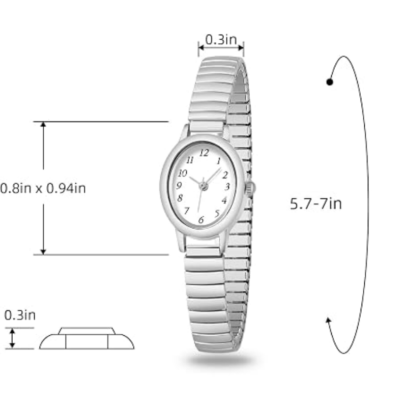 Velmont Watches Women's Oval Case Silver Expansion Band Watch