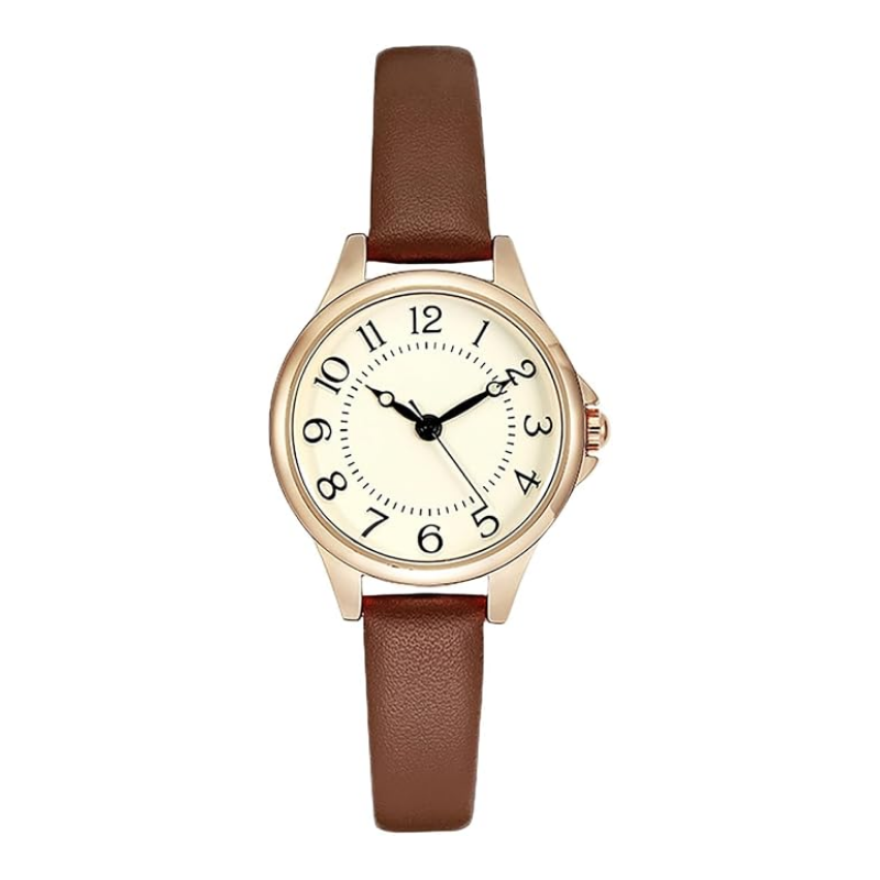 Velmont Watches Women's Rose Gold Case Cream Dial Leather Watch