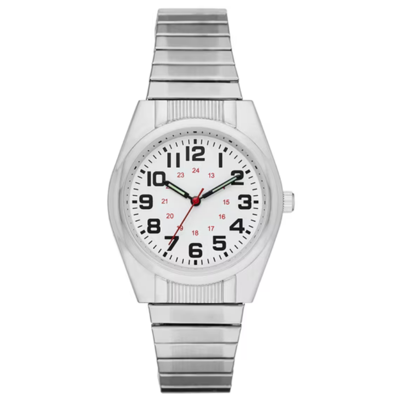 Velmont Watches Men's Silvertone Case White Easy Read Dial Watch