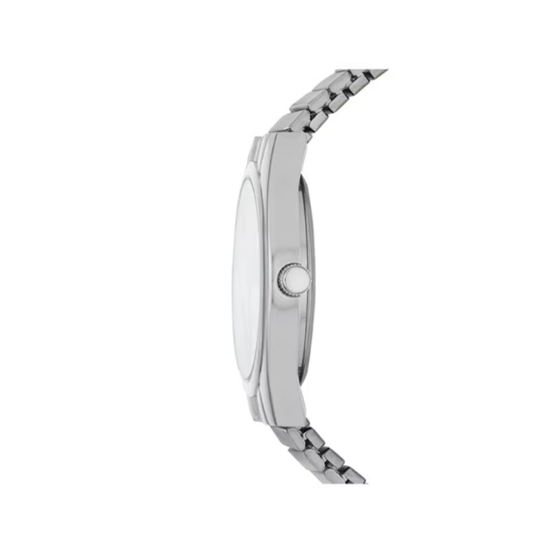 Velmont Watches Men's Silvertone Case White Easy Read Dial Watch