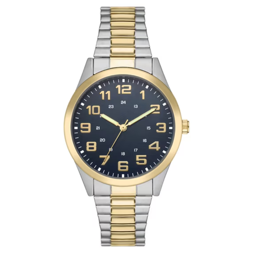 Velmont Watches Men's 2-Tone Silver Gold Blue Easy Read Dial Watch