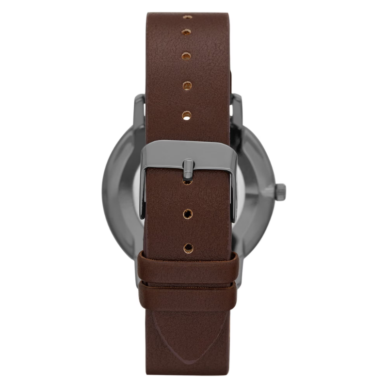 Velmont Watches Men's Gunmetal Case Navy Dial Leather Watch
