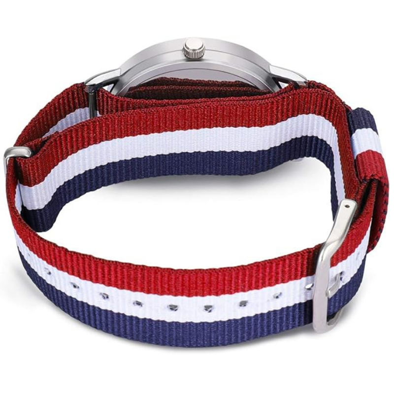 Velmont Watches Planet Dial Watch with Striped Nylon Strap