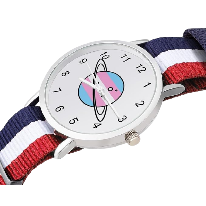 Velmont Watches Planet Dial Watch with Striped Nylon Strap