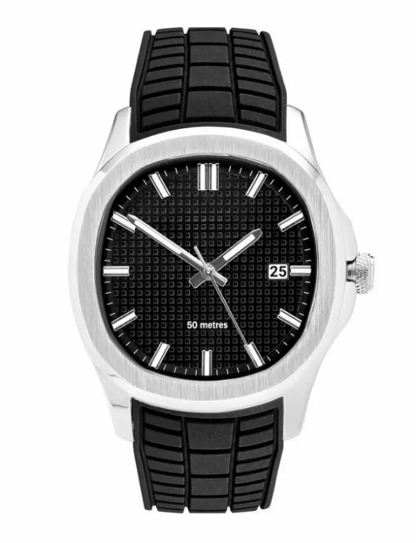 Velmont Watches Men's Octagonal Black Dial Silicone Strap Watch
