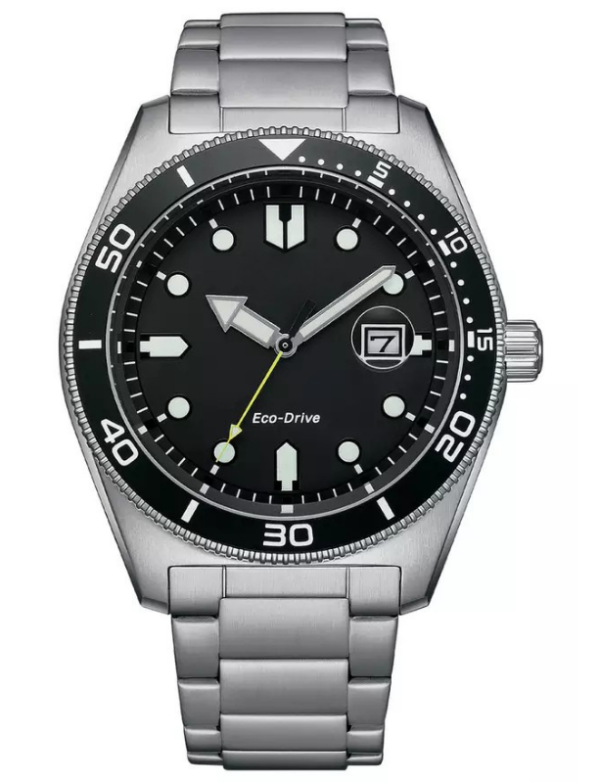 Velmont Watches Men's Black Dial Stainless Steel Solar Bracelet Watch