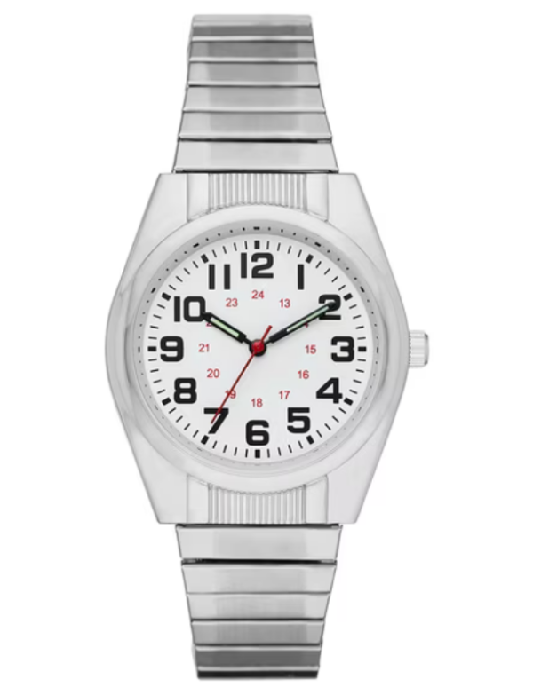 Velmont Watches Men's Silvertone Case White Easy Read Dial Watch