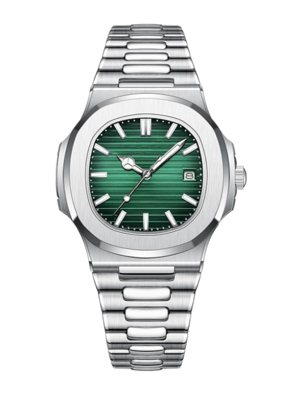 Velmont Watches Men's Silver Case Green Dial Bracelet Watch