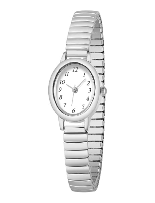 Velmont Watches Women's Oval Case Silver Expansion Band Watch